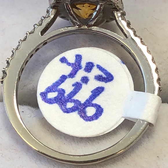 10 kt yellow gold, diamonds,natural citrine ring - Picture 3 of 16